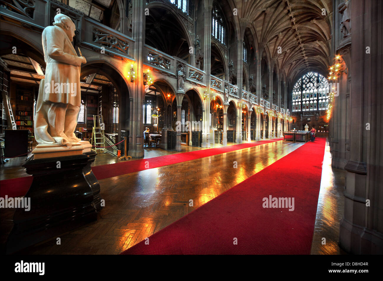 John Rylands Library, la storica sala lettura, Università di Manchester Deansgate, 150 Deansgate, Manchester, Inghilterra, Regno Unito, M3 3EH Foto Stock