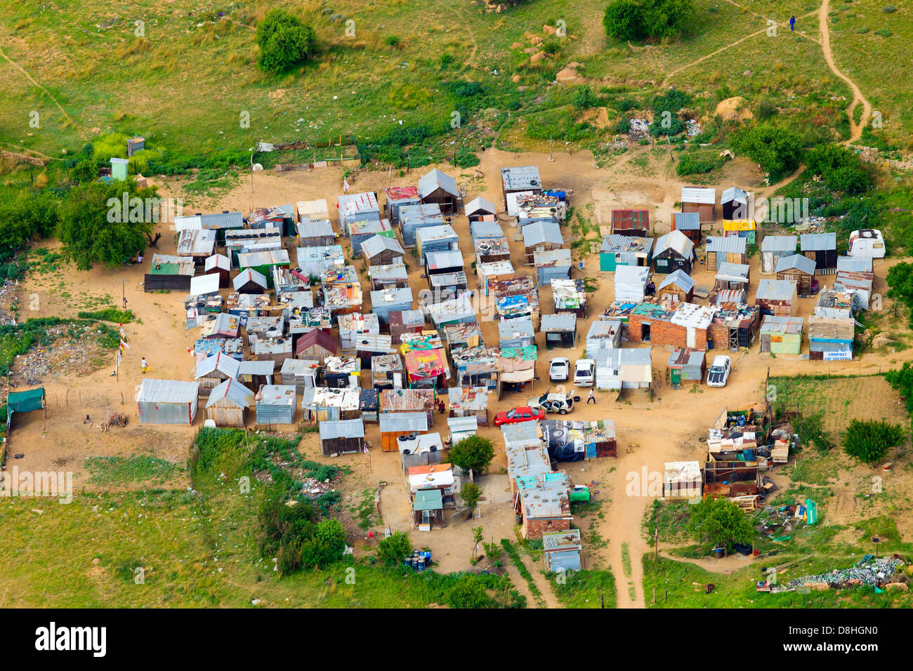 Vista aerea di un insediamento informale di Johannesburg Sudafrica Foto Stock