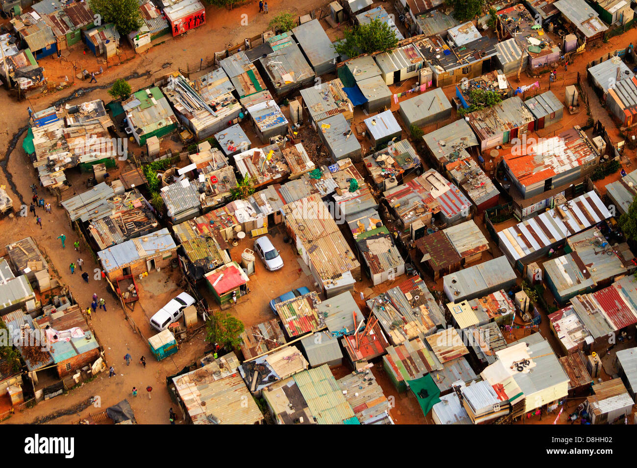 Vista aerea di un insediamento informale di Johannesburg Sudafrica Foto Stock