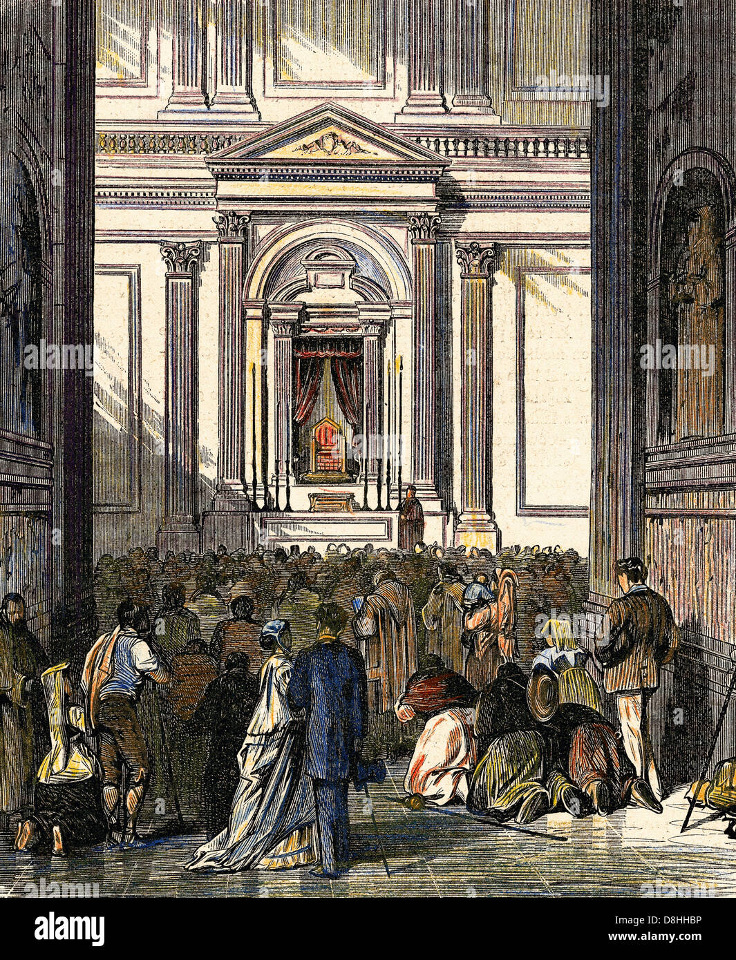 L'Italia. Roma. Concilio ecumenico. La Cattedra di San Pietro. Incisione in "l'Spagnolo e illustrazione americana", 1870. Colorati. Foto Stock