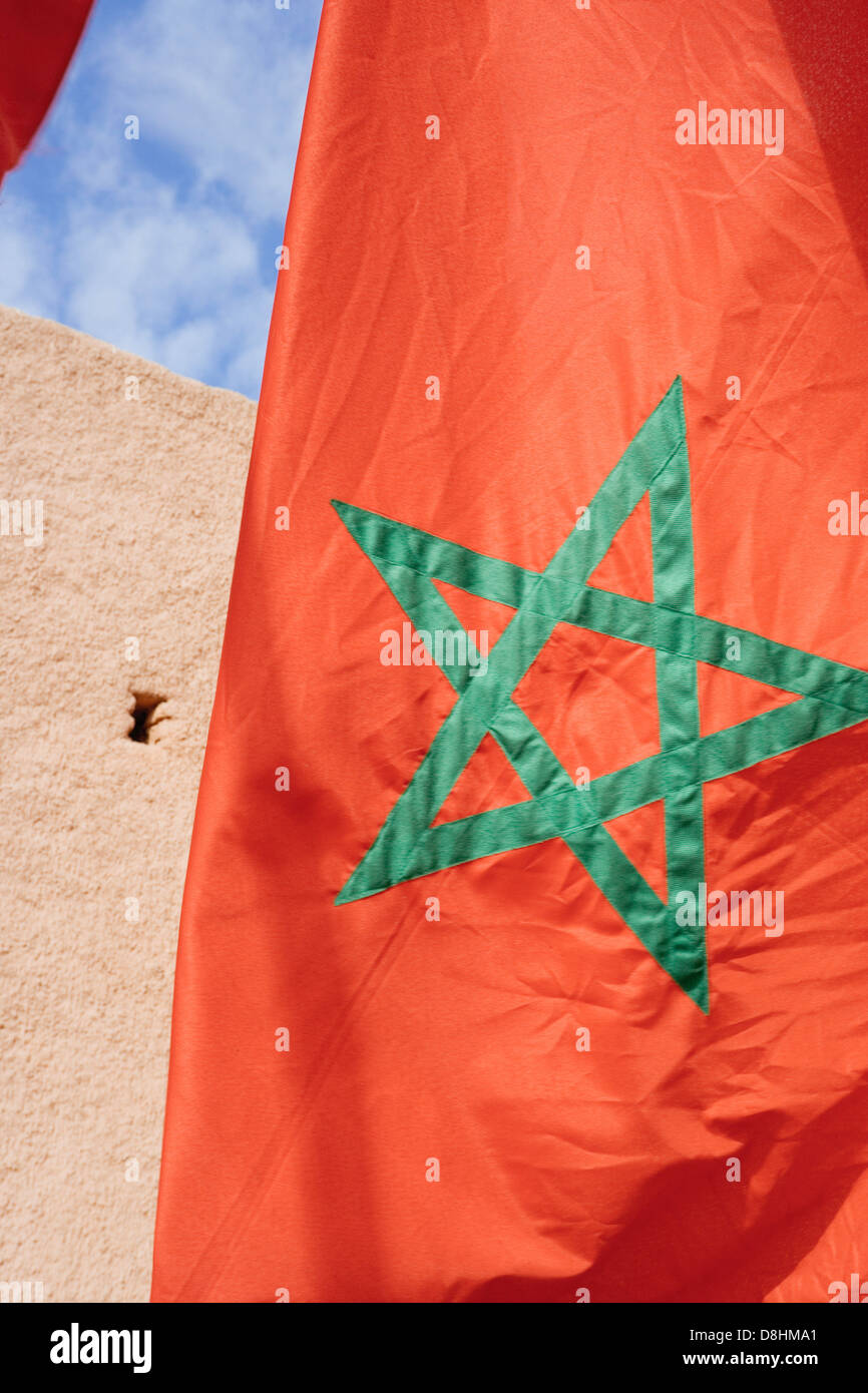 Marocchino battenti bandiera a Marrakech, in Marocco, in Africa del Nord Foto Stock