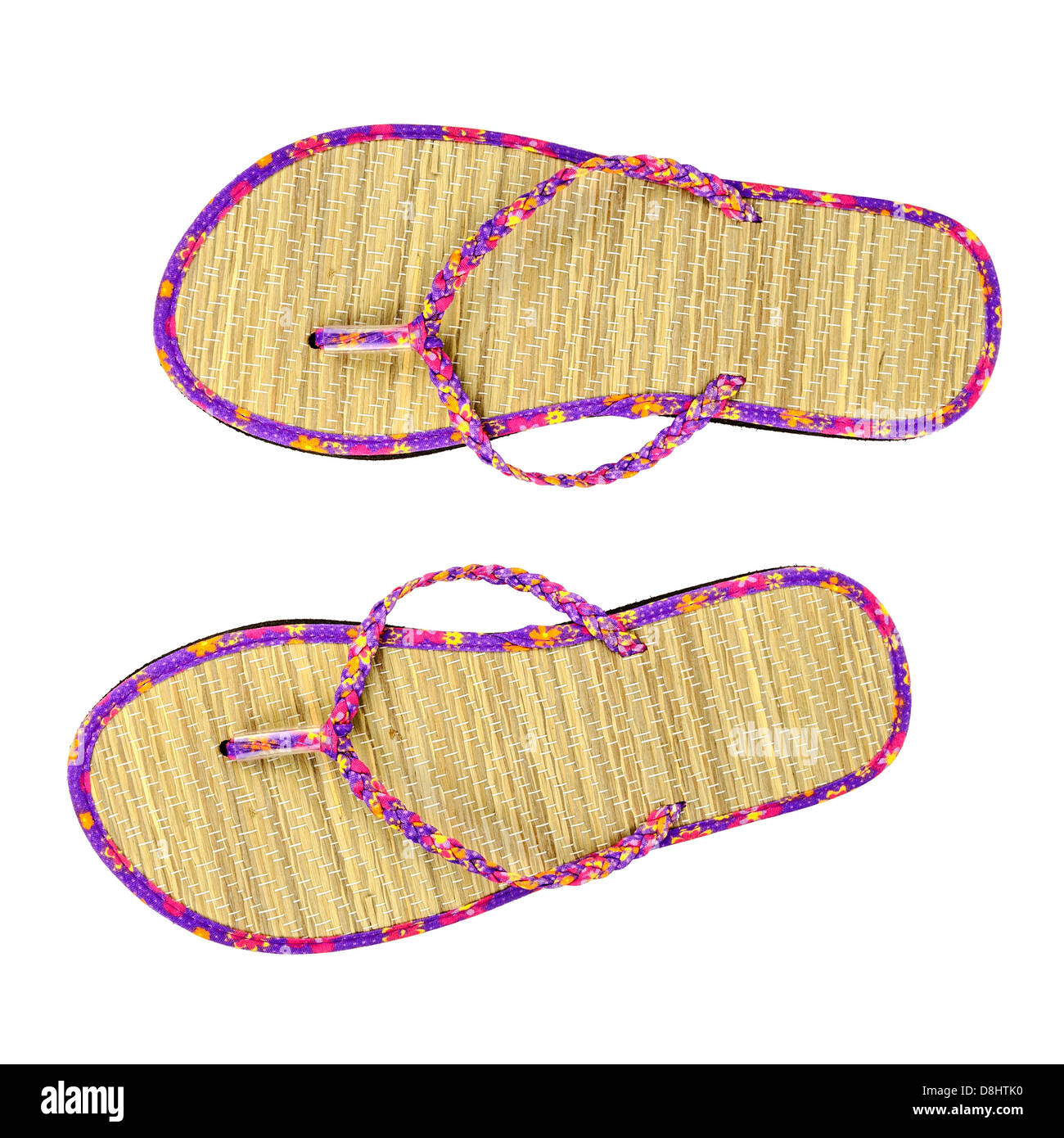 Colorato womens rafia flipflops Foto Stock