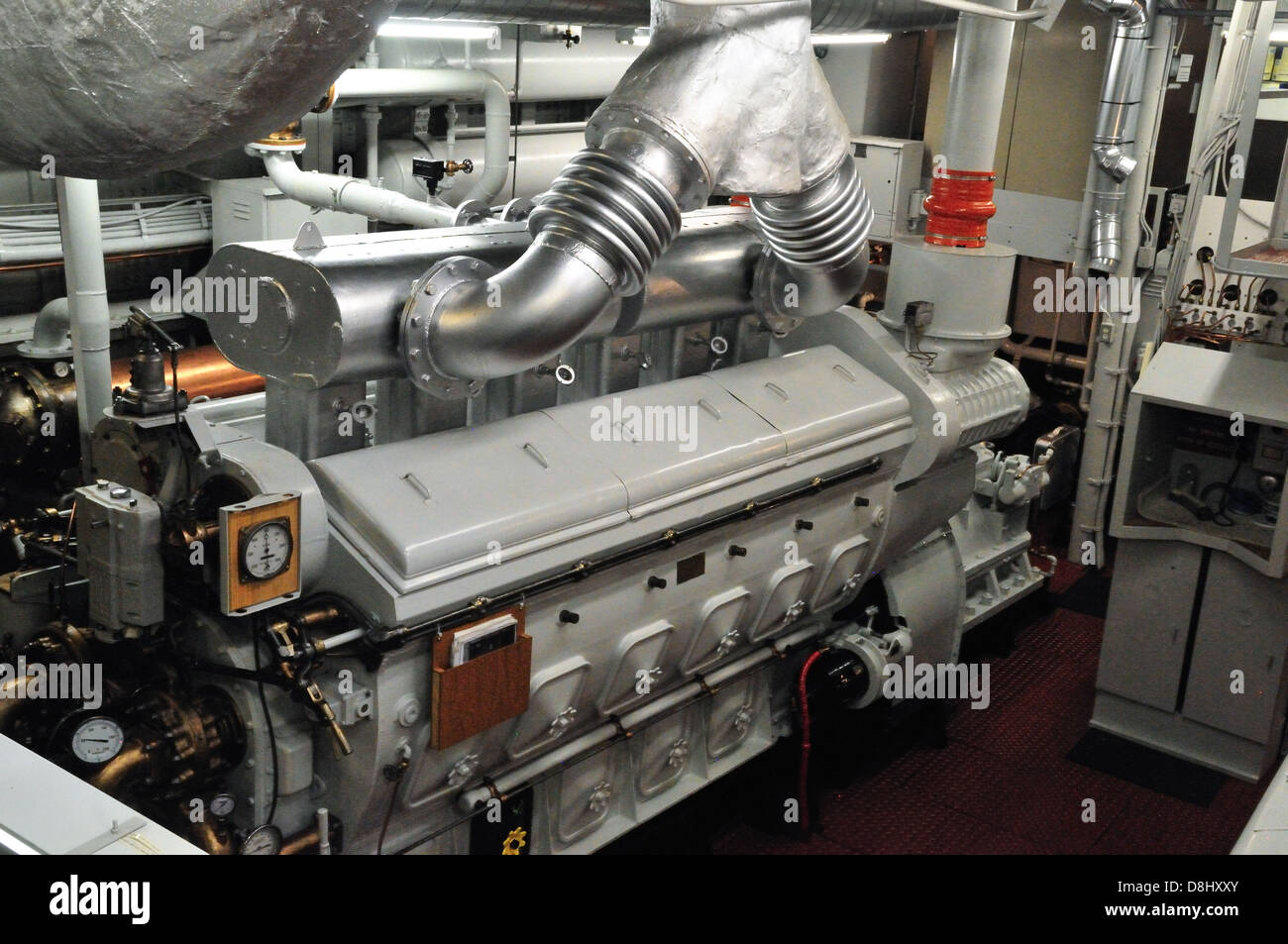 Motore del tiugboat Giovanni Purves ormeggiata presso la baia di storione facility del Door County Maritime Museum Foto Stock