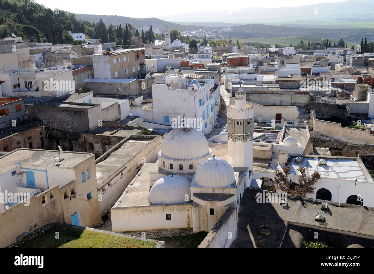 Guardando oltre la città di Le Kef dalla Kasbah Foto Stock