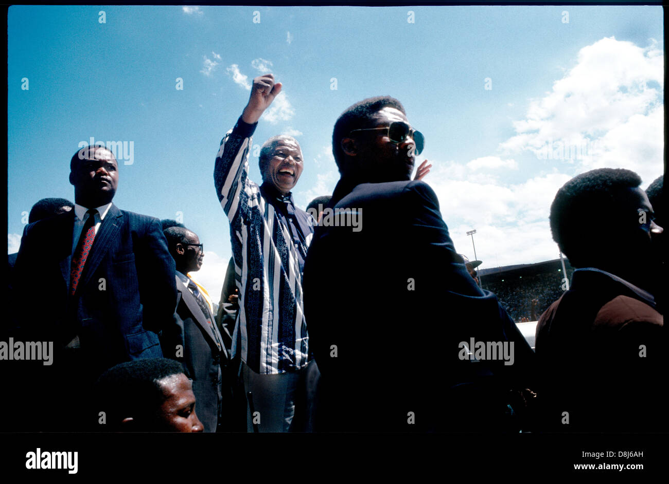 Nelson Mandela,ANC campagna elettorale rally,Paarl,Western Cape,1994 Foto Stock