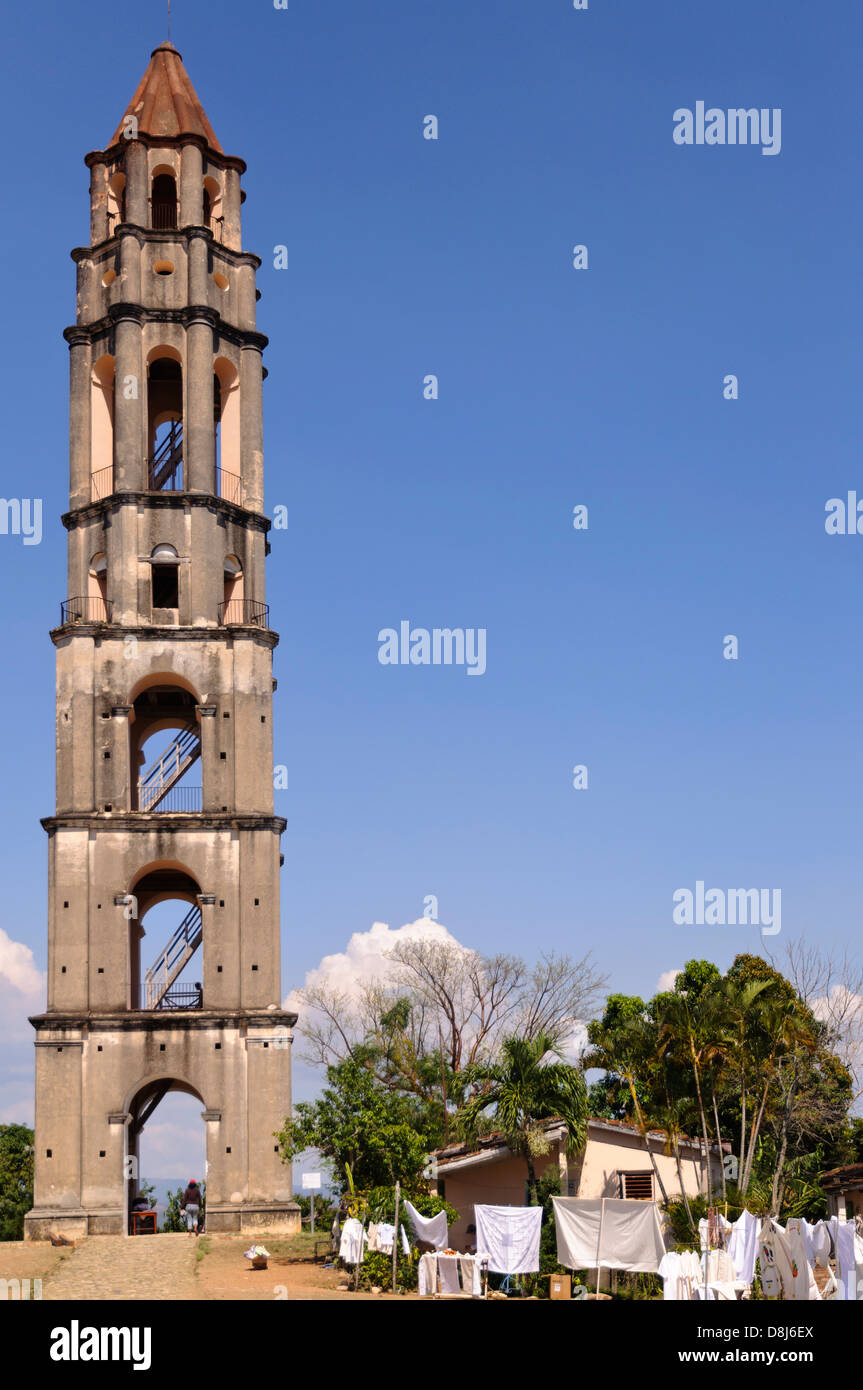 Torre Iznaga a Manaca Iznaga station wagon, Sancti Spiritus, Cuba, Caraibi Foto Stock