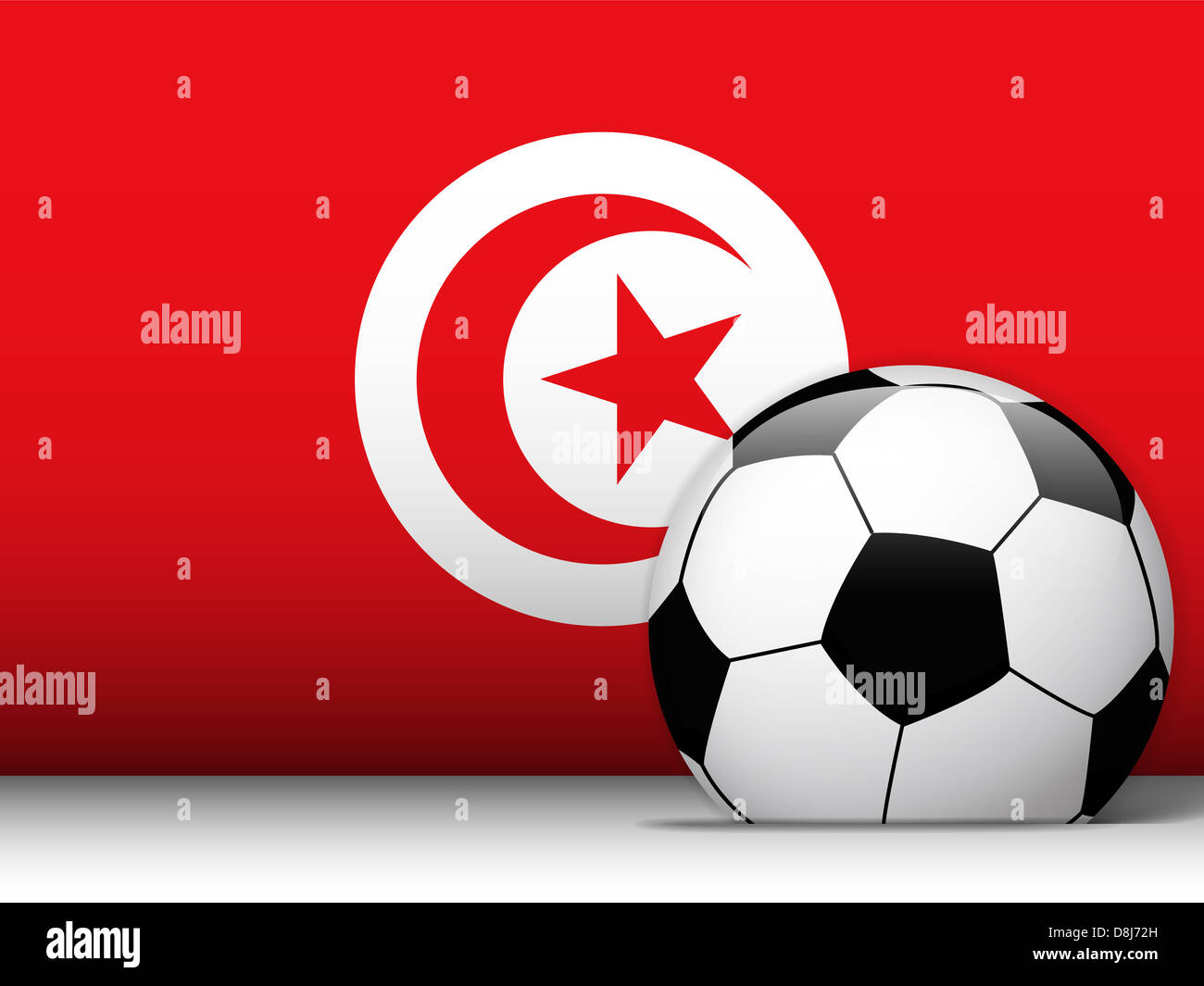 Vettore - Tunisia Pallone da calcio con sfondo di bandiera Foto Stock