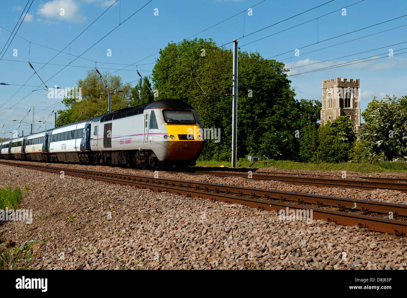 Costa est di treno sulla East Coast Main Line Foto Stock