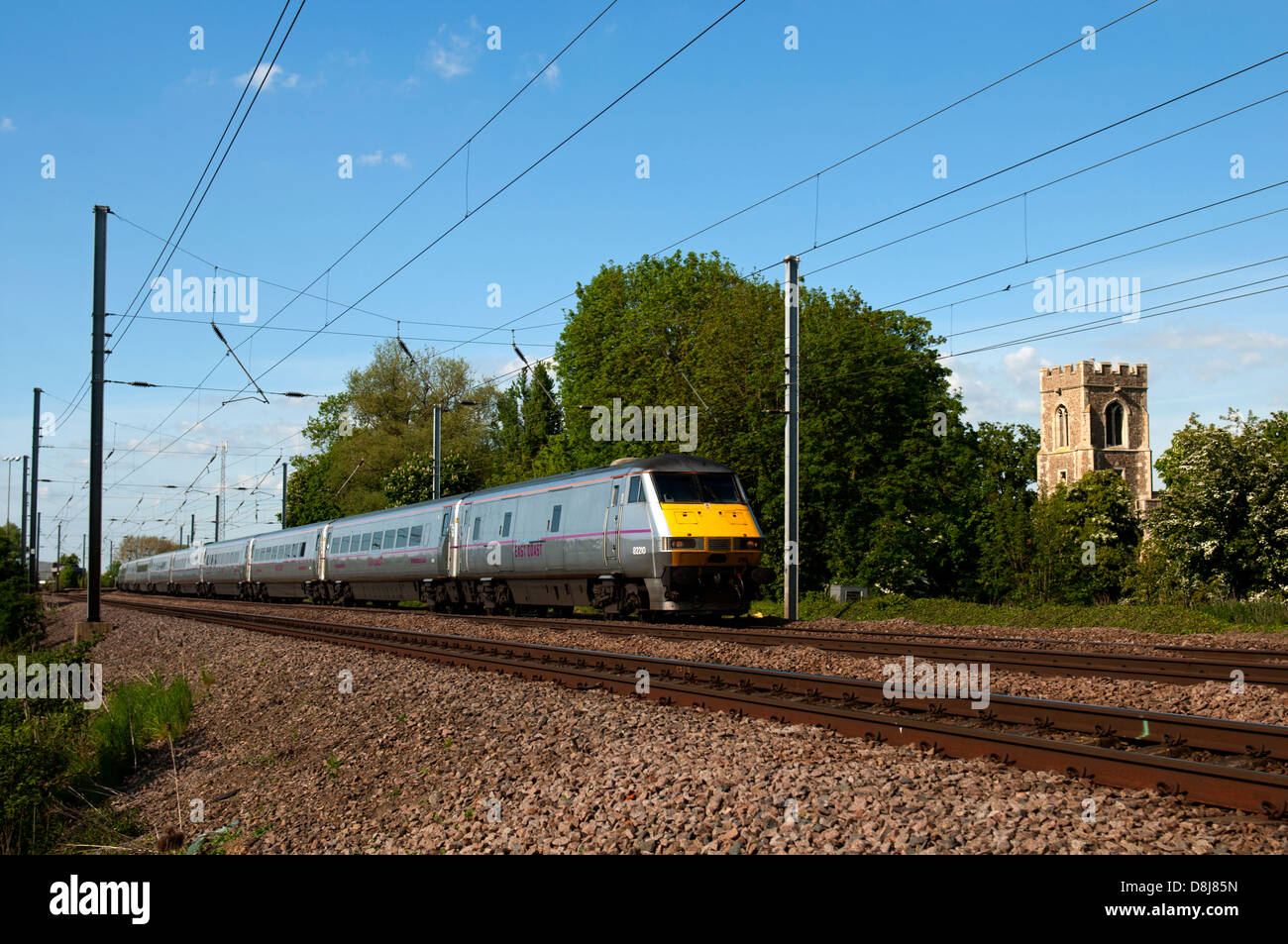 Costa est di treno sulla East Coast Main Line Foto Stock