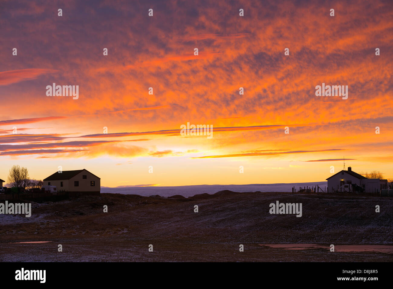 L'Europa, Islanda, Myvatn, tramonto Foto Stock