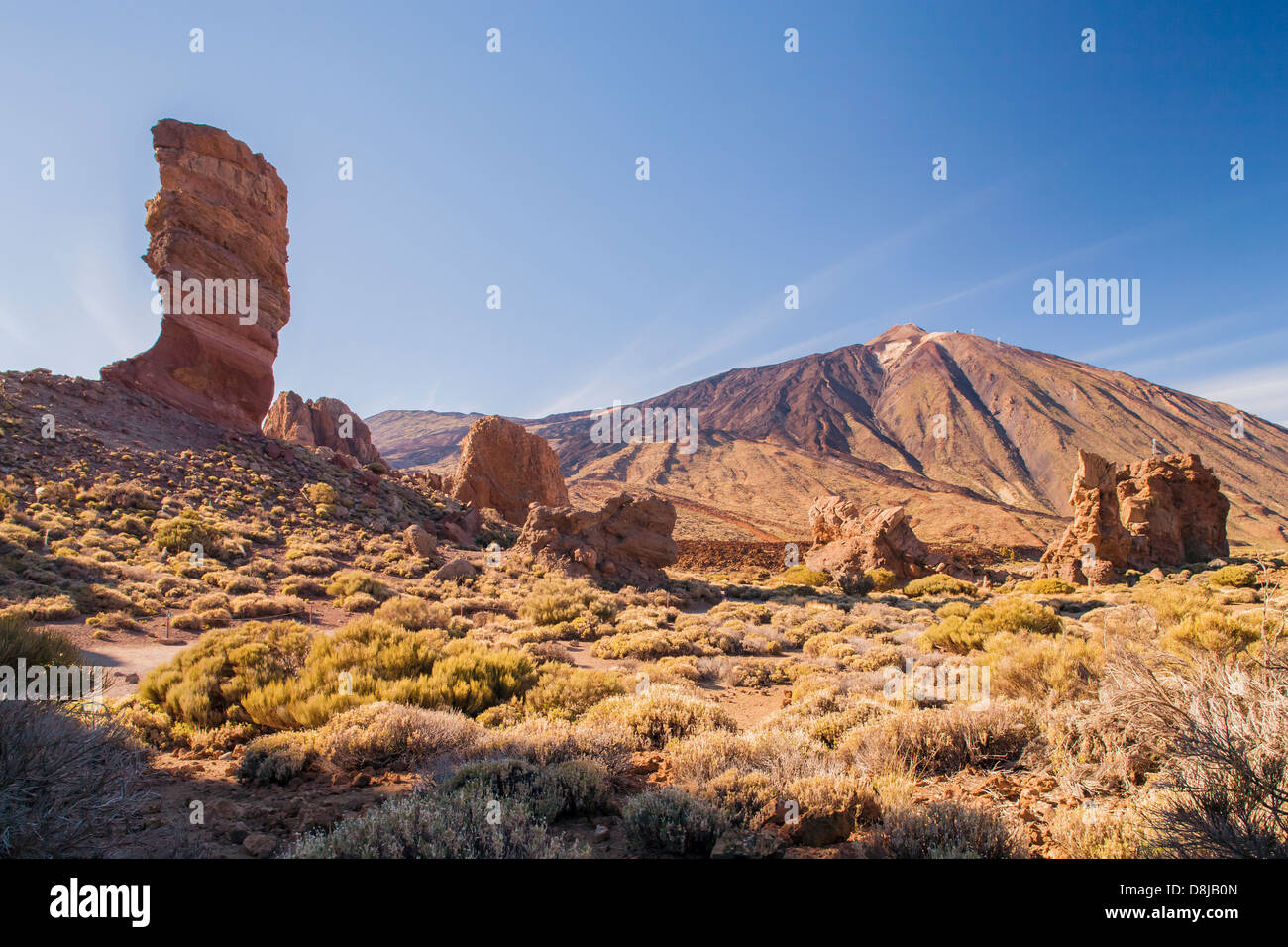 Il Teide Mountain er formazione rocciosa. Tenerife. Vulcano. Cinchado a Los Roques. Isole Canarie, Spagna. Foto Stock