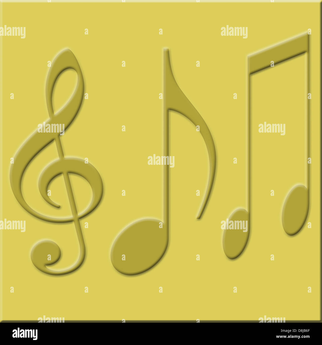 Golden note musicali Foto Stock