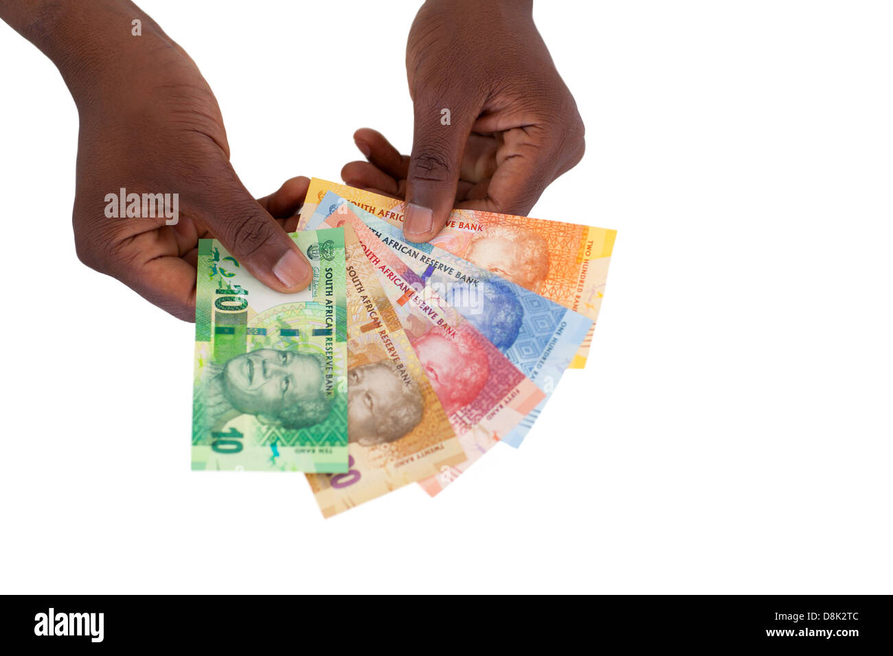 South African uomo con nuove banconote Foto Stock