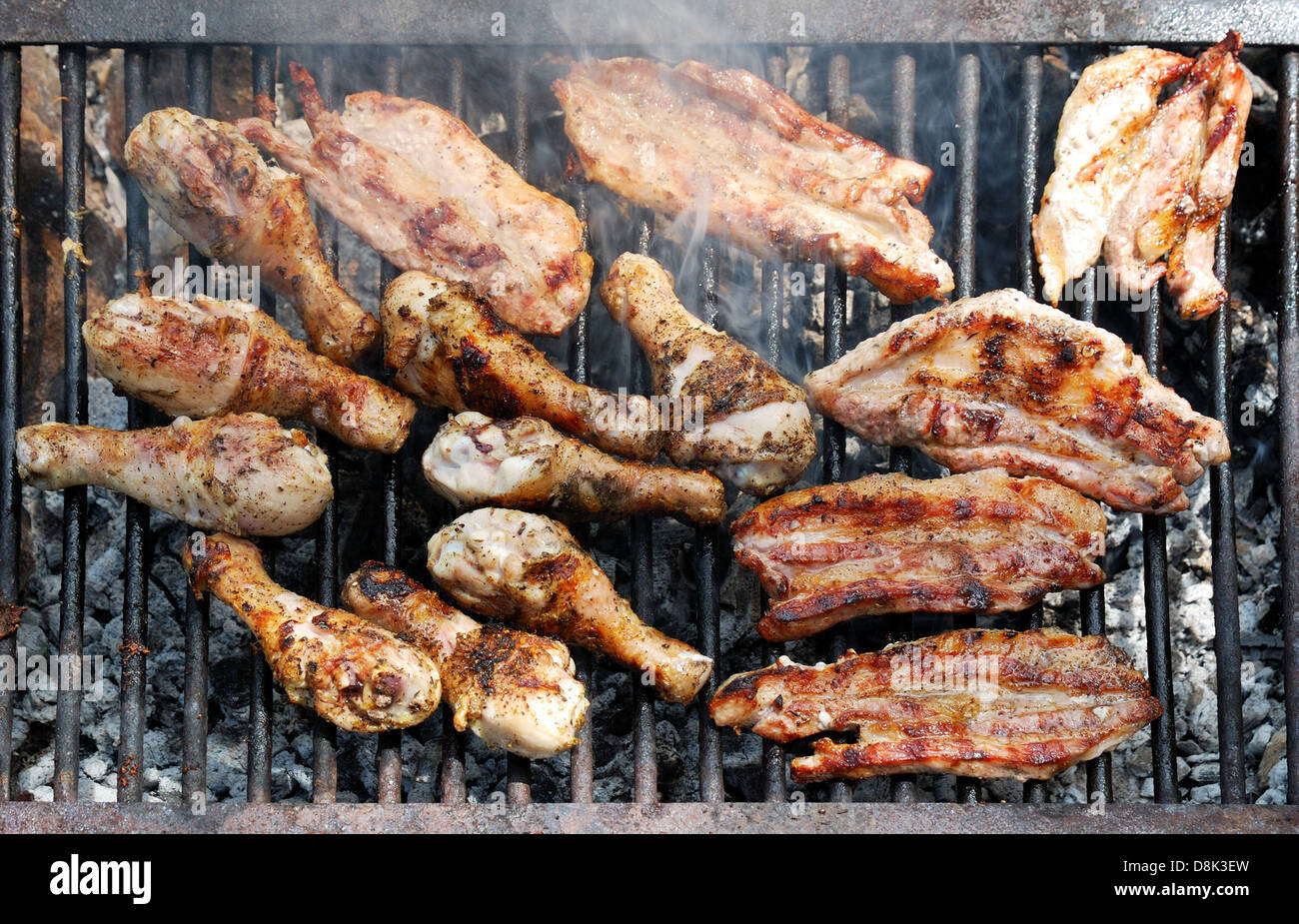 Grill all'aperto e barbecue, picnic food. Foto Stock