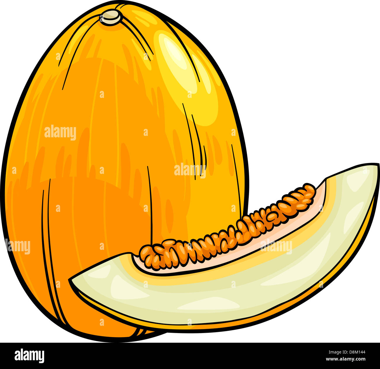 Cartoon illustrazione di melone giallo frutta oggetto alimentare Foto Stock