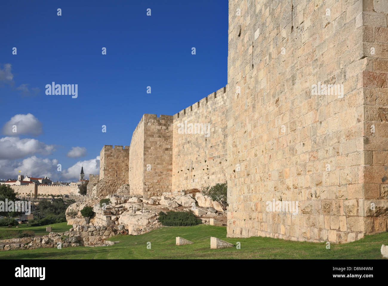 Muraglia difensiva dell'antica santa Gerusalemme Foto Stock