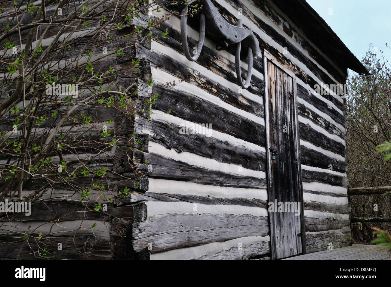Cabina Goodletson, costruito intorno al 1855 su Horseshow Isola, successivamente si trasferì a Efraim, Door County, Wisconsin Foto Stock