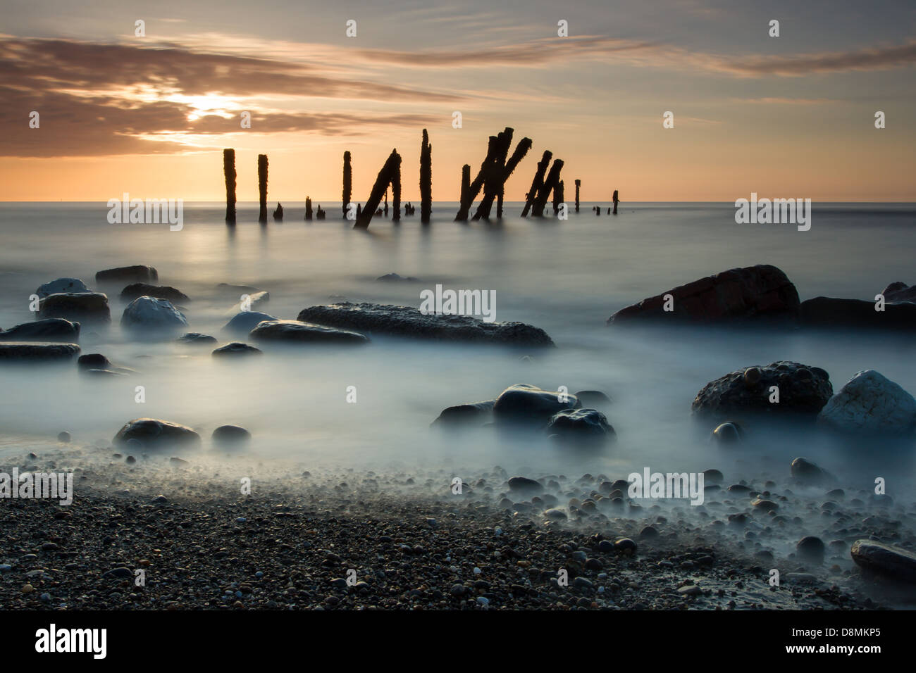 Spurn punta o testa sunrise, East Yorkshire coast Foto Stock