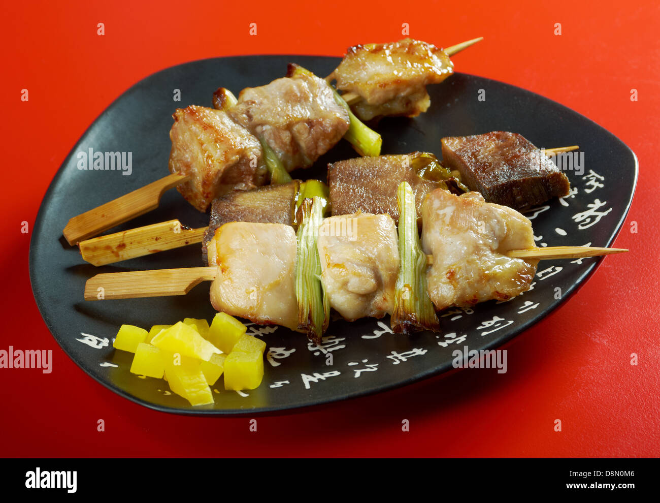 Giapponese spiedini di pollo, carne di maiale,meatYakitori Foto Stock