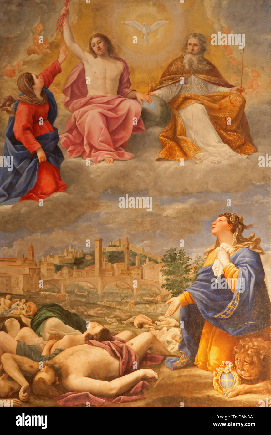 VERONA - gennaio 28: la vernice della peste a Verona nell anno 1630 da Antonio Giarola dalla chiesa di San Fermo Maggiore Foto Stock