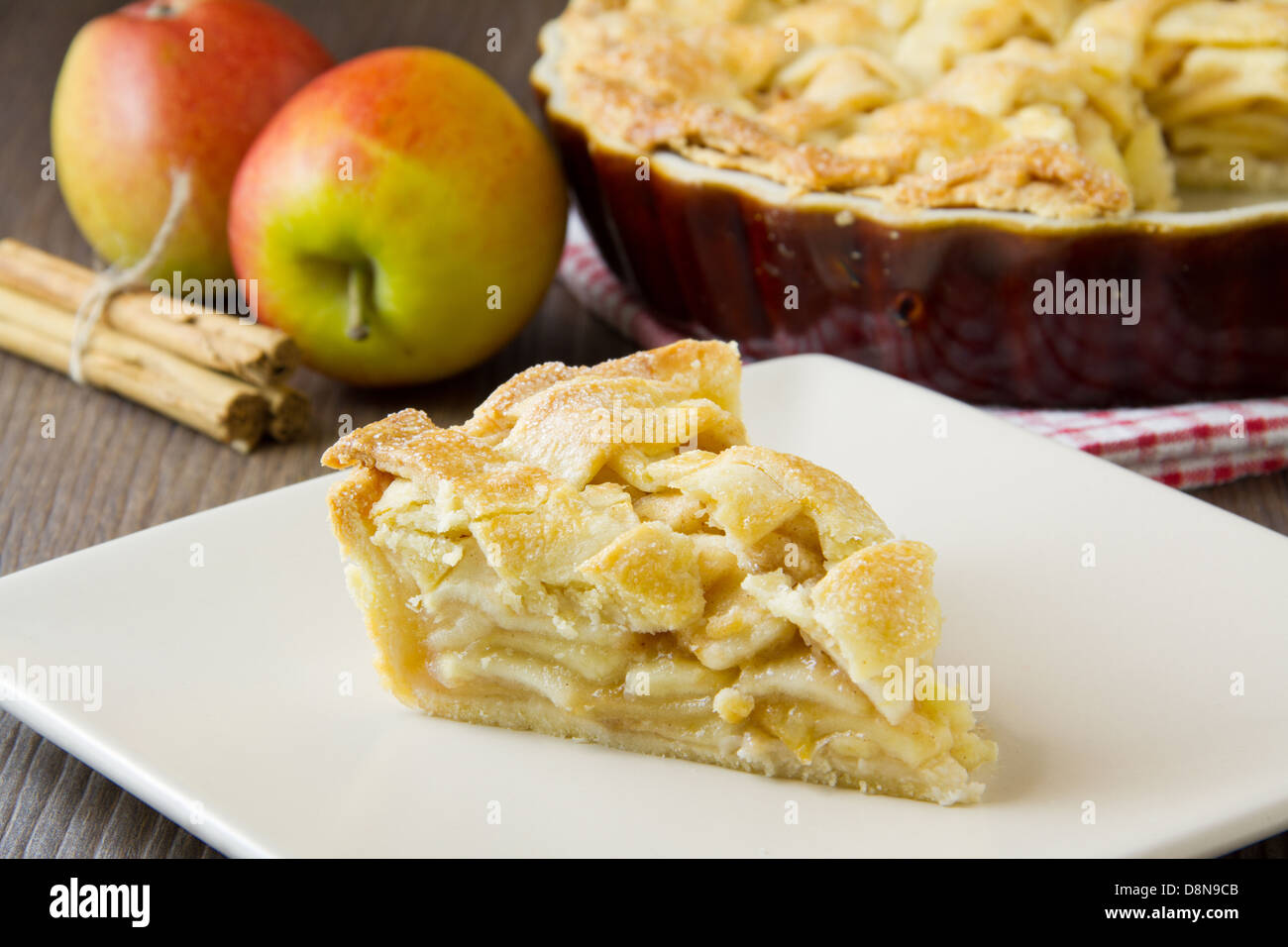Fetta di torta di mele Foto Stock