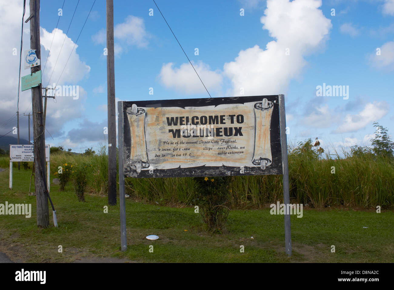 Per Welcolme Molineux segno nell'isola caraibica di Basseterre Saint Kitts e Nevis isola nel West Indies Foto Stock
