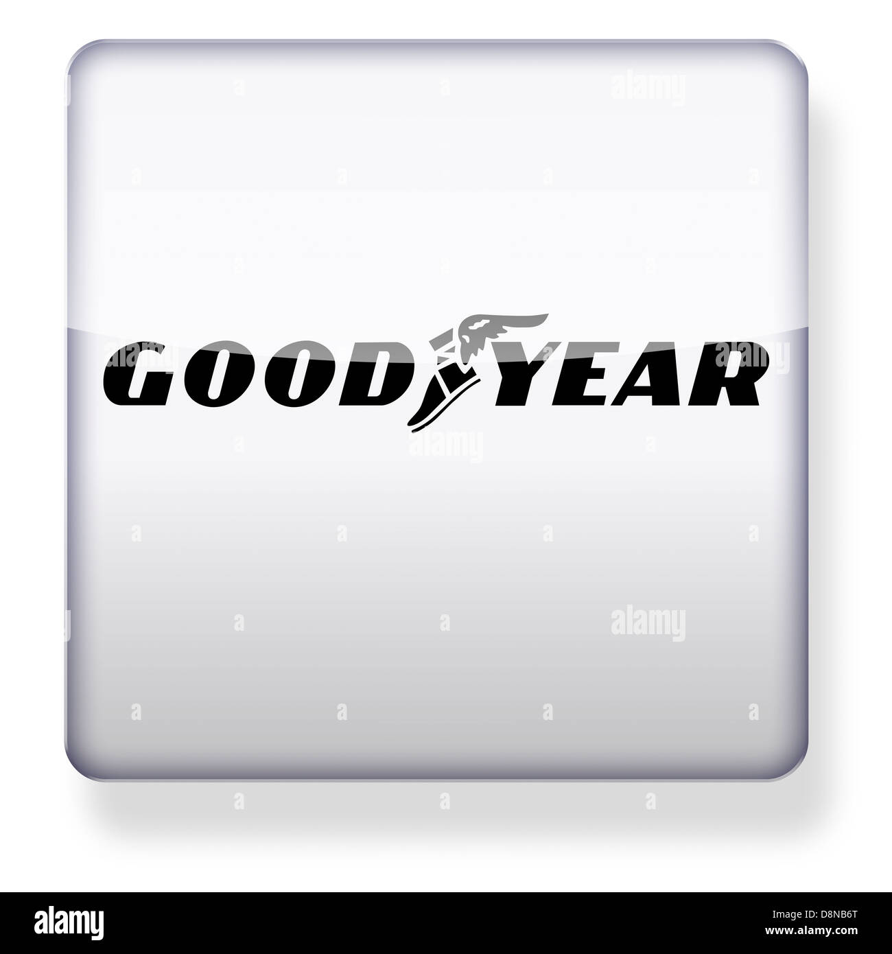 Logo Goodyear come l'icona di un'app. Percorso di clipping incluso. Foto Stock