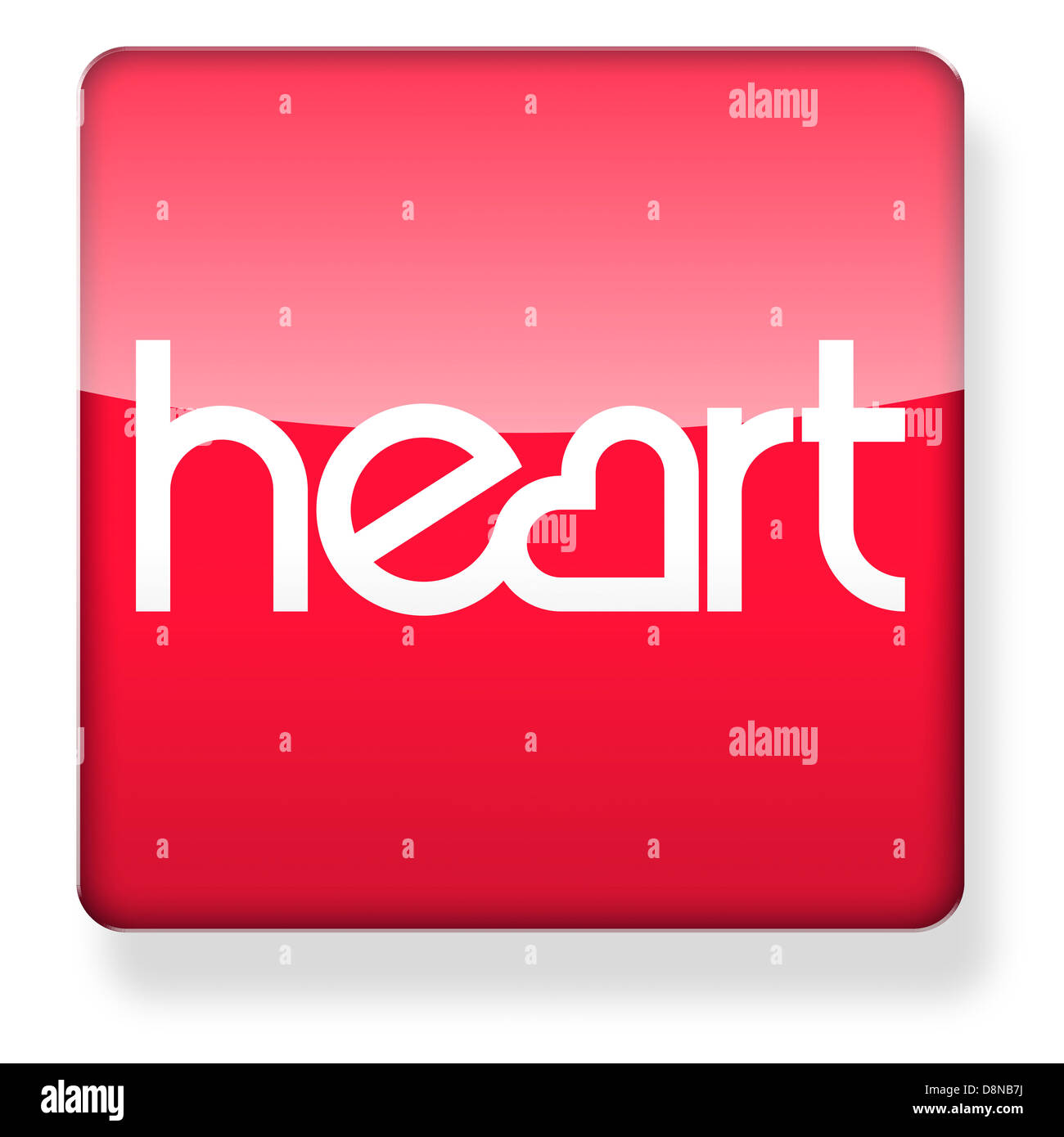 Cuore logo fm come l'icona di un'app. Percorso di clipping incluso. Foto Stock