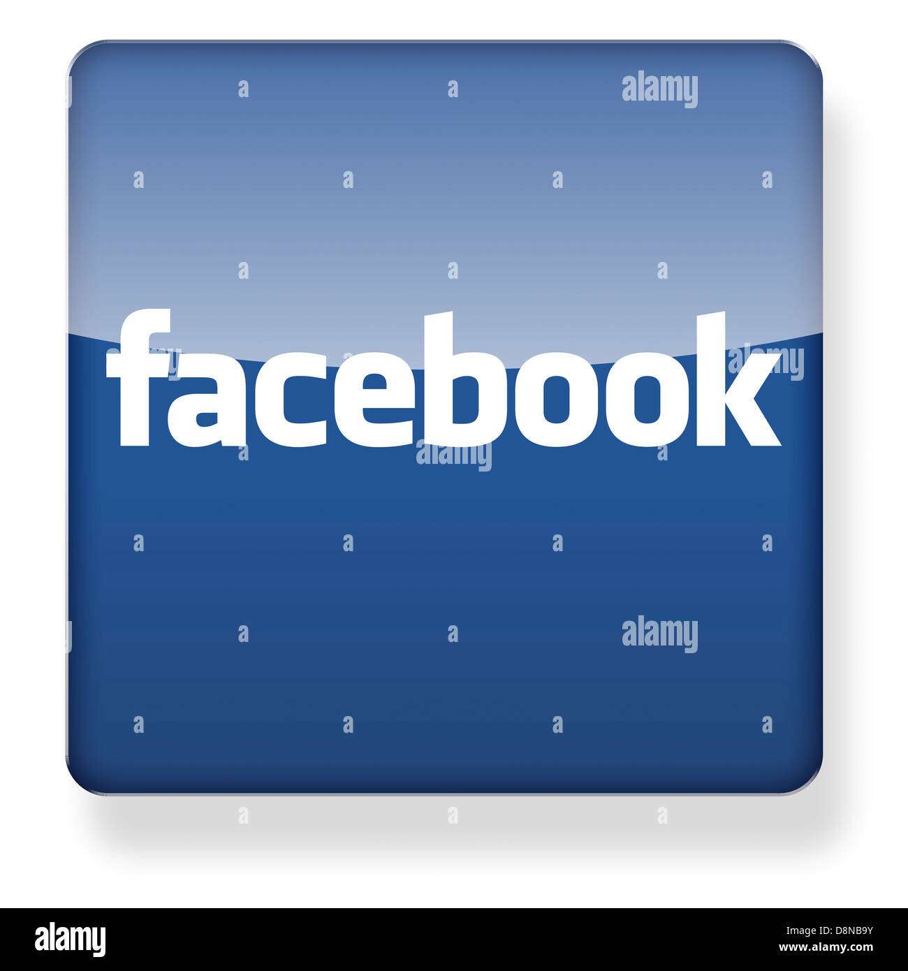 Logo di Facebook come l'icona di un'app. Percorso di clipping incluso. Foto Stock