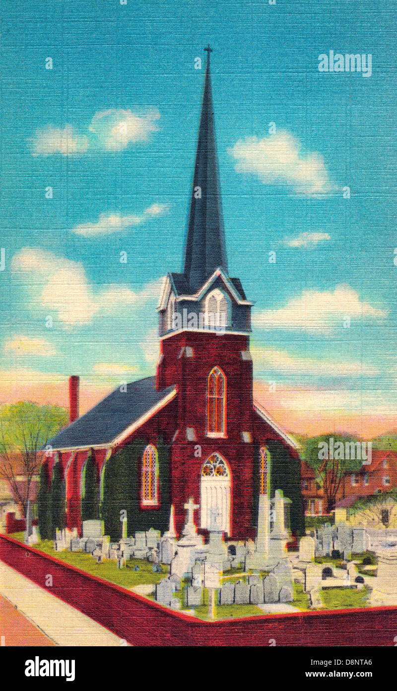 Chiesa di St Peters 1691 Lewes, Delaware - vintage post card Foto Stock