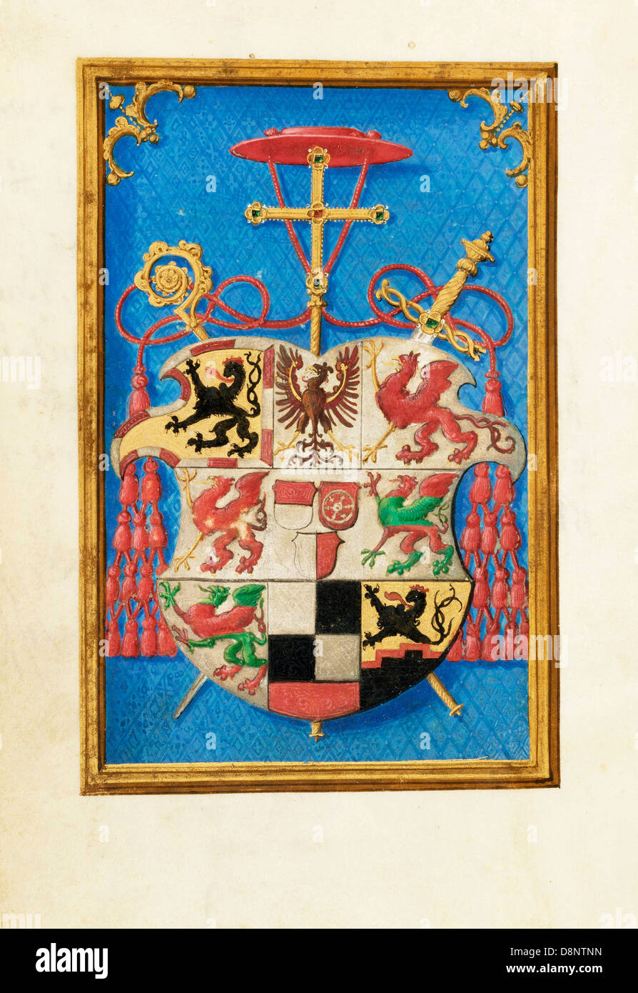 Simon Bening, blasone del Cardinale Albrecht von Brandenburg 1525-1530 Olio su tela. Tempere, vernice dorata e foglia oro Foto Stock