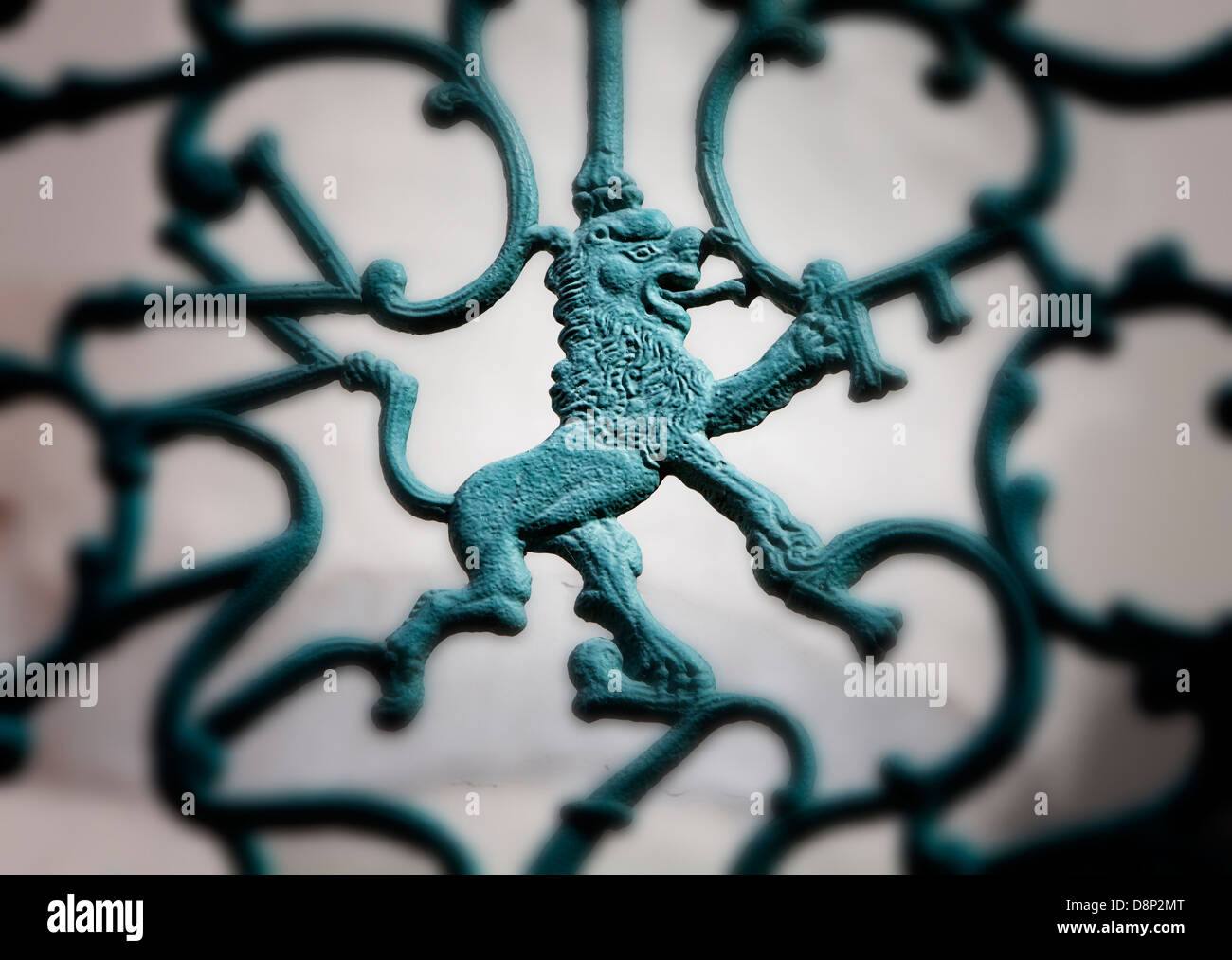 Nassau Lion, il cortile di Schloss Weilburg castello, Weilburg an der Lahn, Hesse, Germania, Europa Foto Stock