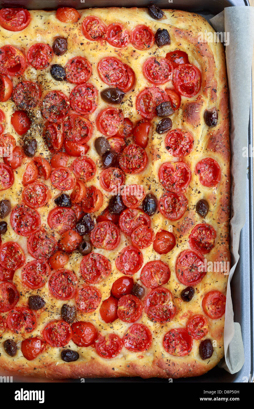Focaccia pugliese - freschi di forno pane focaccia Foto Stock