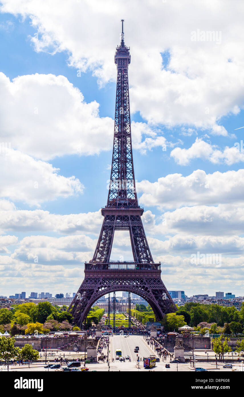 La torre Eiffel, da Place du Trocadero a Parigi Foto Stock