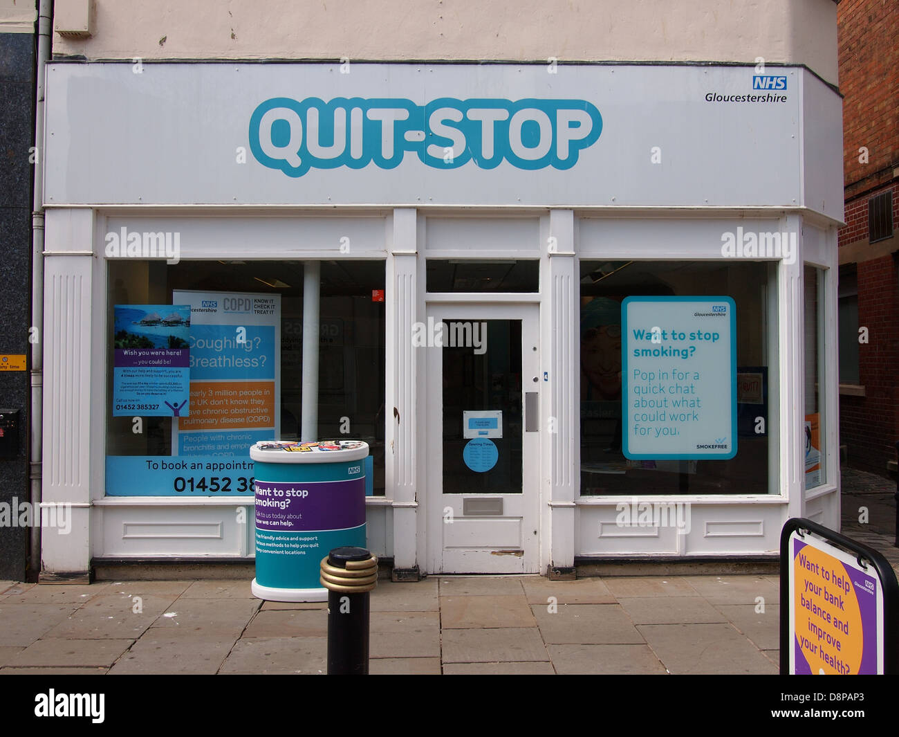 Quit-Stop Advice Centre, Gloucester Foto Stock