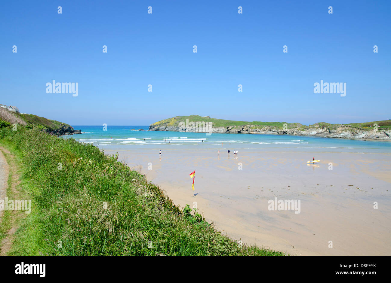 Porth Beach vicino a Newquay in Cornovaglia, Regno Unito Foto Stock