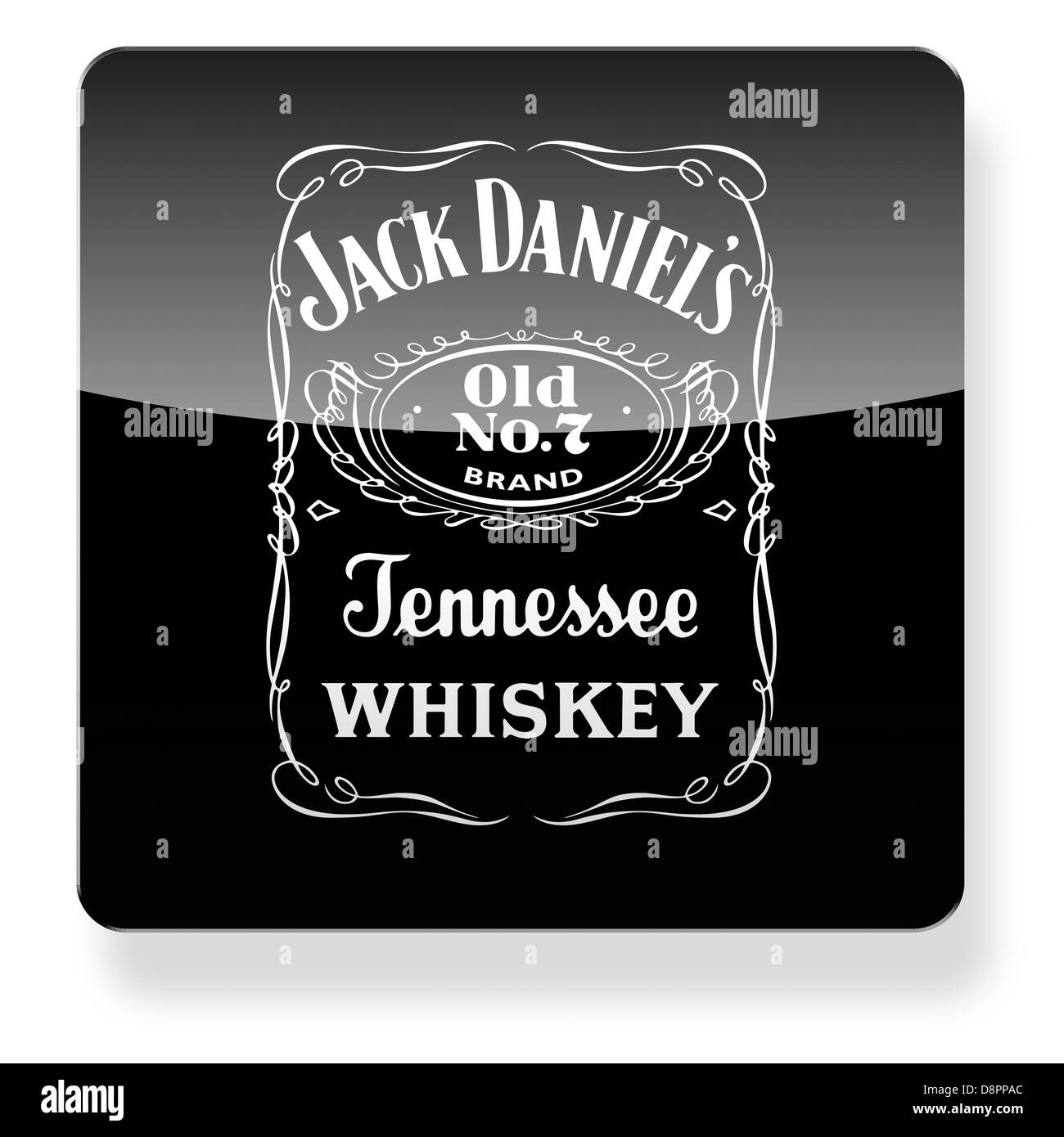 Jack Daniel's whiskey logo come l'icona di un'app. Percorso di clipping incluso. Foto Stock