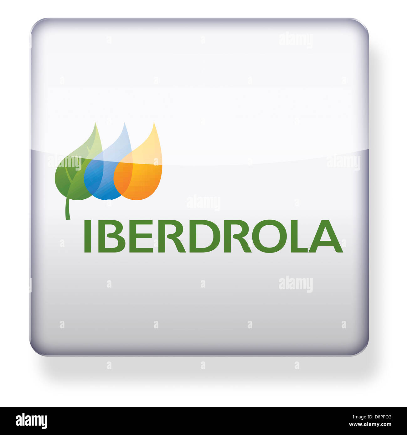 Iberdrola logo come l'icona di un'app. Percorso di clipping incluso. Foto Stock