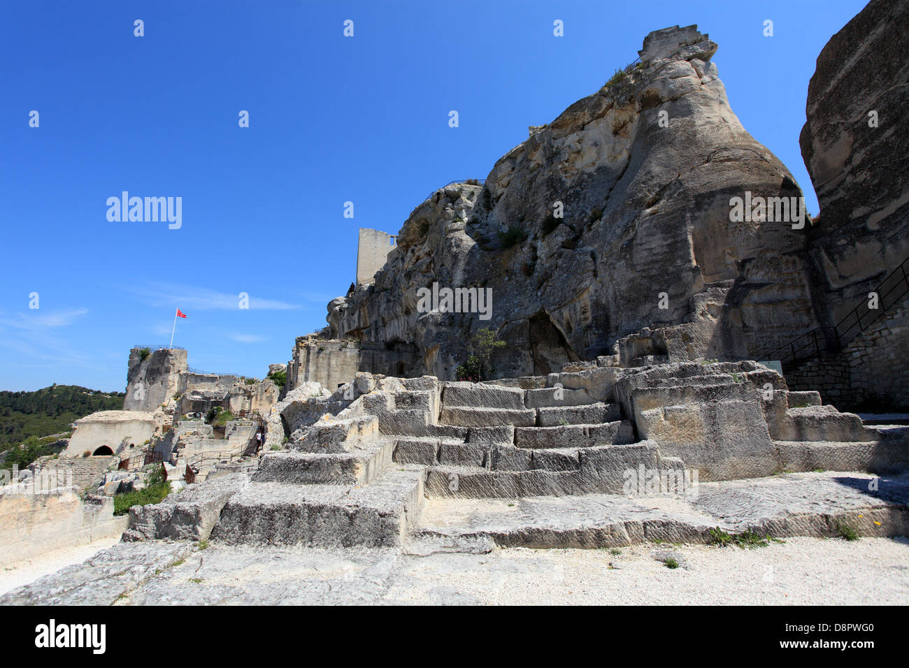 Le rovine del castello del borgo medievale di Les Baux de Provence nelle Alpilles, Provenza. Foto Stock