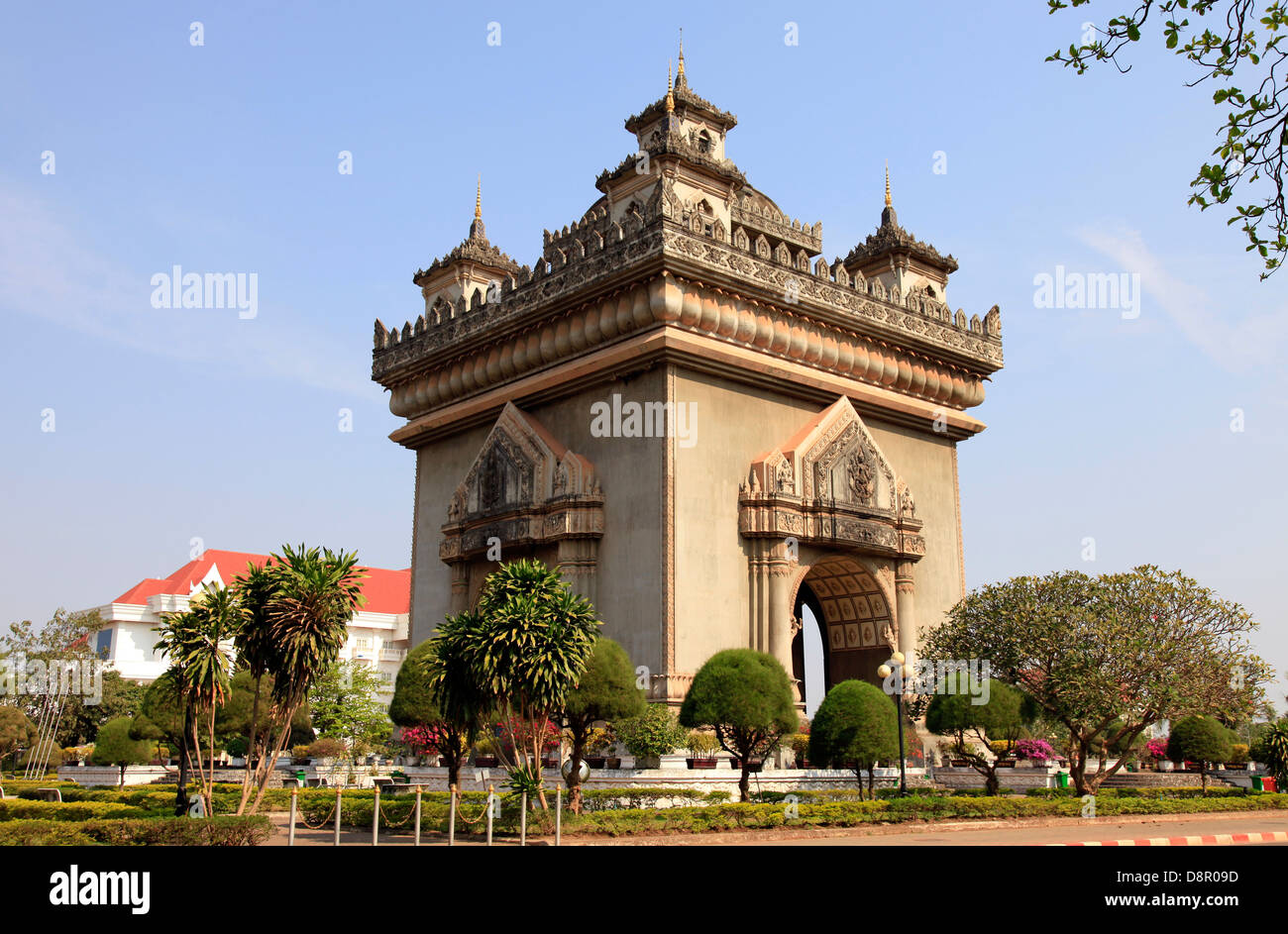 La vittoria di Gate (Patuxai), Vientiane, Laos Foto Stock