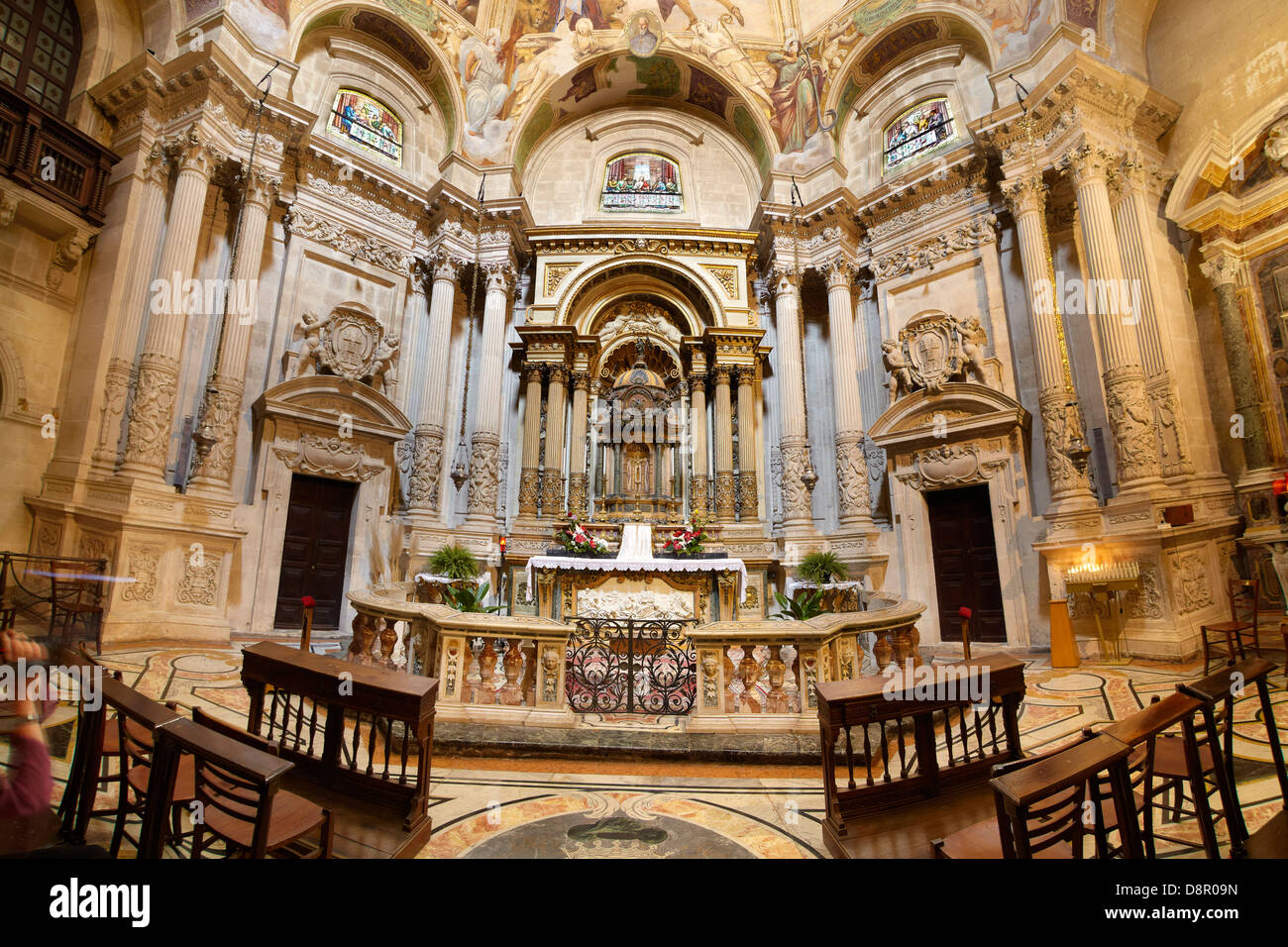 Interno della barocca Cattedrale o Duomo di Siracusa (Siracusa), Sicilia, Italia UNESCO Foto Stock
