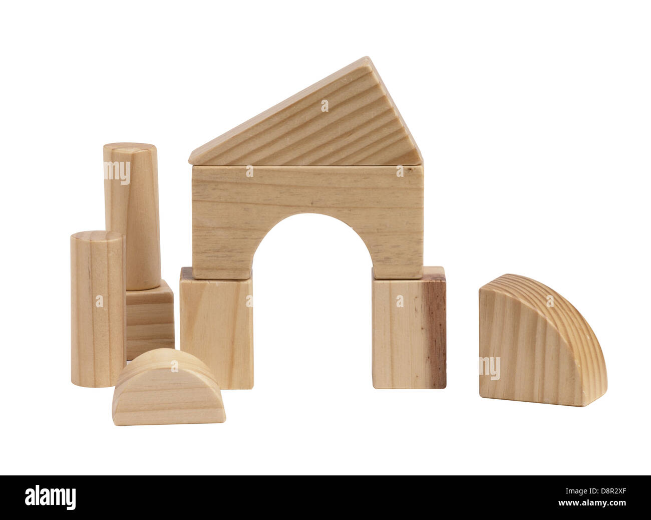 Casa giocattolo da cubi di legno Foto Stock