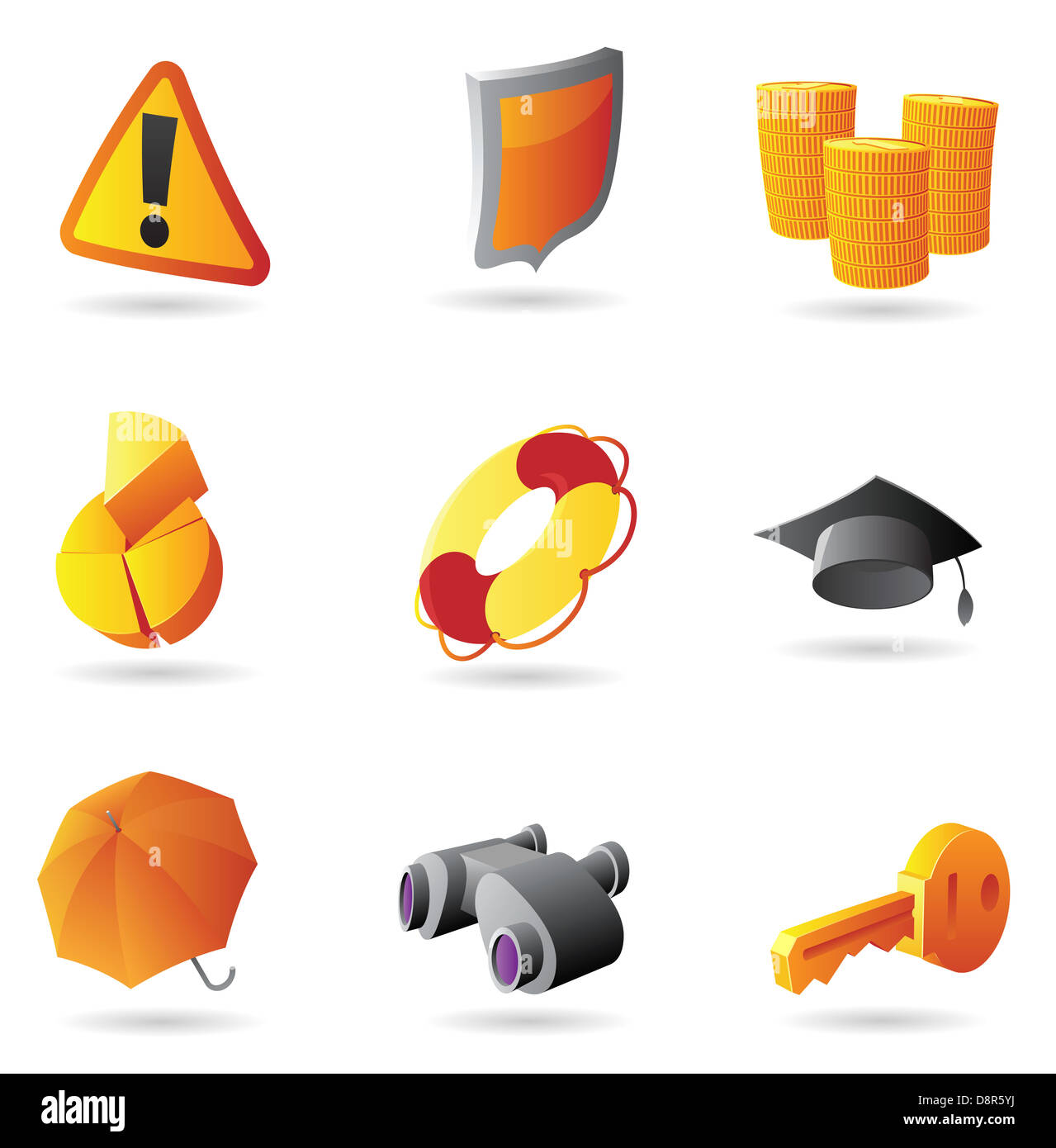 Icone per la sicurezza aziendale. Foto Stock