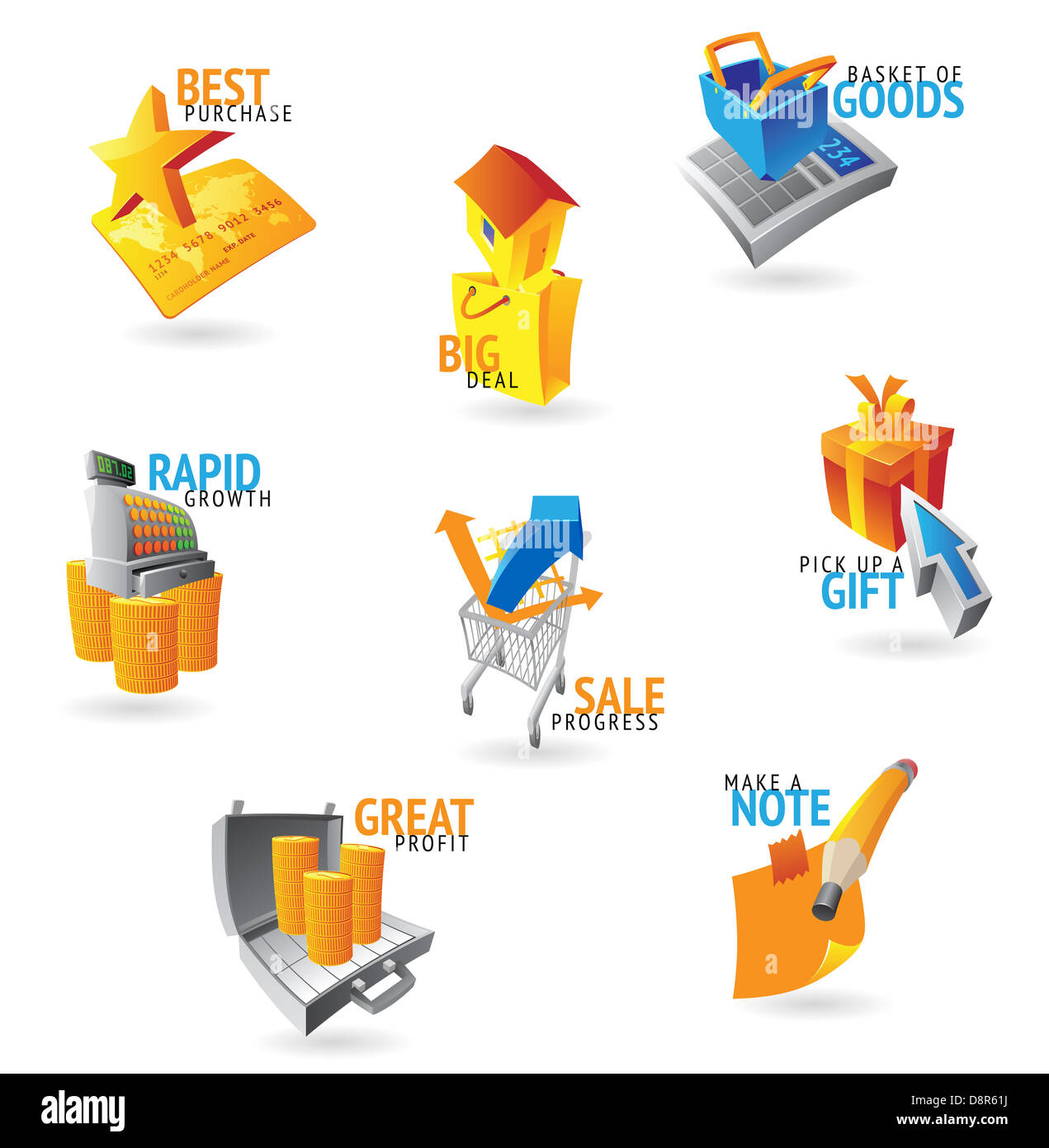 Le icone per il commercio al dettaglio. Foto Stock