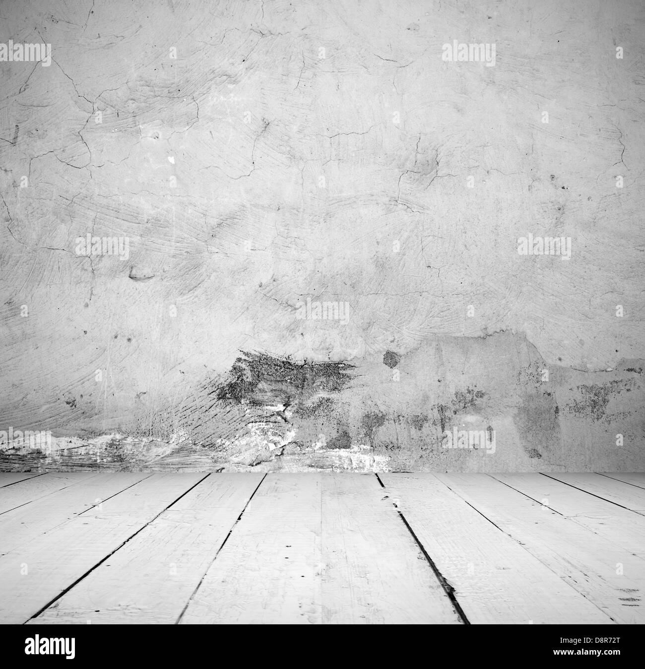 Vintage interno del muro di pietra e pavimento in legno Foto Stock