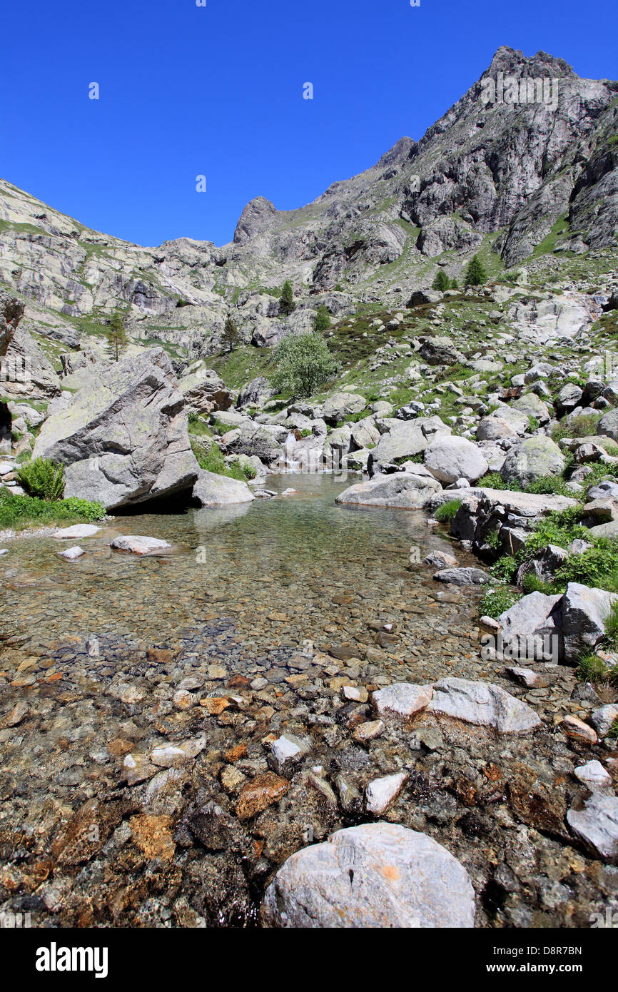 La valle del Gordolasque nelle Alpi Marittime nel Parco nazionale del Mercantour, Francia Foto Stock