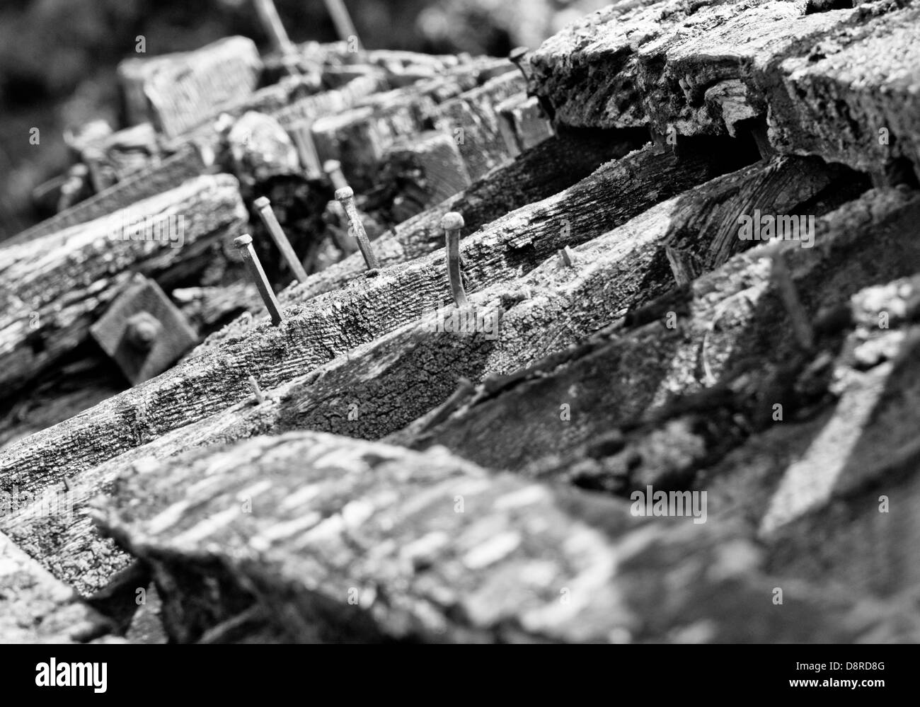 Chiatte distrutto nei pressi del villaggio di Purton Gloucestershire, sulle rive del fiume Severn Foto Stock