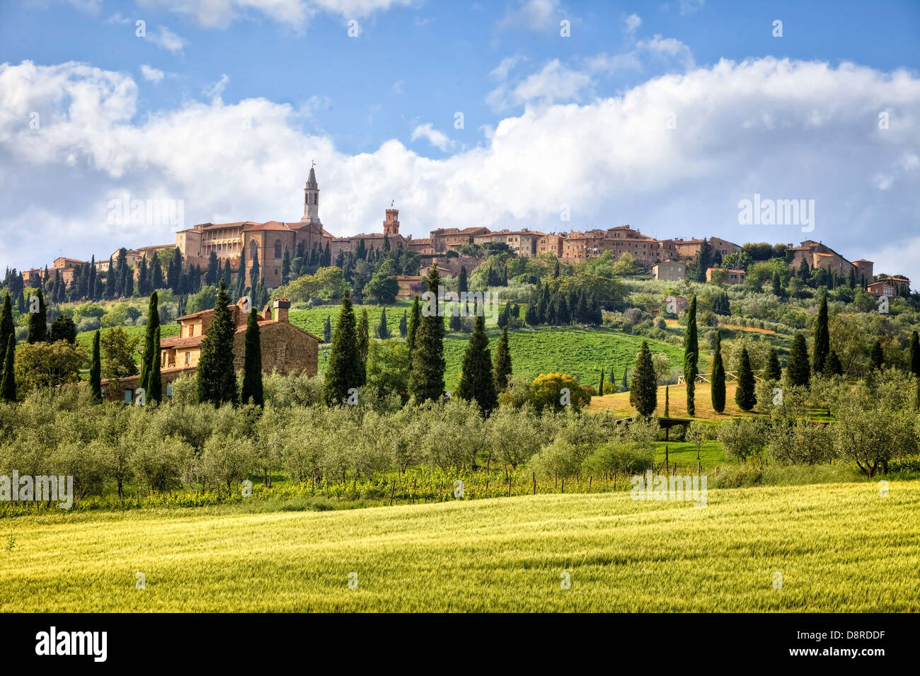 Vista panoramica di Pienza, Toscana, Italia Foto Stock