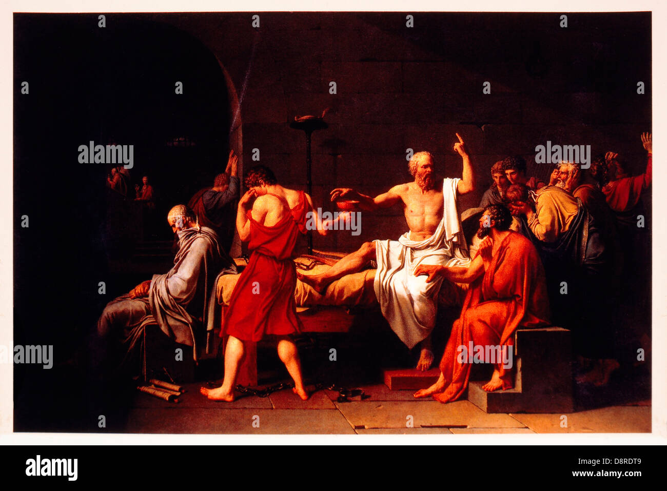 La morte di Socrate, olio su tela da Jacques-Louis David, 1787 Foto Stock