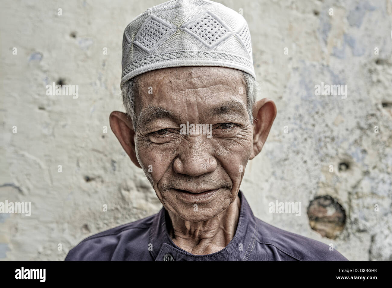 Ritratto di un uomo musulmano, Kuching, Malaysia Foto Stock